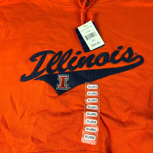 Y2K Illinois Fighting Illini Sweatshirt Adult Extra Extra Large Orange Hoodie - Picture 4 of 13